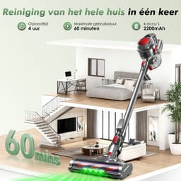 Hiaonyx Steelstofzuiger - Steelstofzuiger Draadloos - 35000pa - borstelloze motor - LED Verlichting - verschillende Opzetstukken - Krachtig - Rood — thumbnail 2