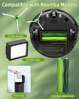 Reserveonderdelen voor iRobot Roomba i7 i7+ j7 j7+ i3 i3+ i4 i4+ E5 E6, borstelaccessoires voor Roomba E/I/J-serie, 3 sets rubberen borstels, 10 hoogwaardige filters, 10 zijborstels, 4 stofzakken — thumbnail 5