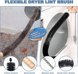 2-delige drogerventilatiereinigingsset, compatibel met alle stofzuigers, drogerpluizenborstel en stofzuigerslang, snelle pluizenverwijderaar, donkerblauw — thumbnail 5