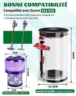 Geschikt voor Dyson v11 v15 stofzuiger met filter reserveonderdelen — thumbnail 3