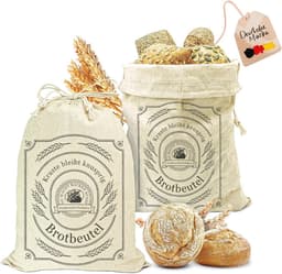 Linnen Broodzak Set van 2 - Herbruikbare Stofzakken voor Brood - 30 x 40 cm - Trekkoord en Ongebleekt — thumbnail 2