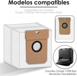Stofzuigerzakken geschikt voor Cecotec/ Conga 11090/Alpha3pro JH68U1 Robotstofzuiger | Stofzuiger Stofzakken | Stofzuiger Accessoires (12 PACK) — thumbnail 2