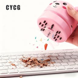 Bureaustofzuiger, USB-toetsenbordreiniger, draagbare potloodgum, gumrestenreiniger, sigarettenasreiniger, mini handstofzuiger - werkt op batterijen - gevoed door 2 AA-batterijen (batterijen en kabel niet inbegrepen) (Blauw) — thumbnail 2