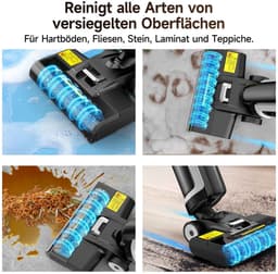 De Warenloods - Draadloze Nat Droog Stofzuiger - Alleszuiger - Vloerreiniger- Vacuüm Cleaner - Met Dweilfunctie - Zonder Zak - Wireless - Werktijd 45 minuten - Smart LED Display — thumbnail 3