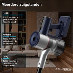 Erikssøn Steelstofzuiger Air Pro Max 9700 - Stofzuiger Draadloos - Zonder Zak Op Accu - Grijs/Blauw — thumbnail 5