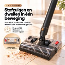 SwayTosh KingForce Steelstofzuiger met Dweilfunctie - 200 AW - 35.000 Pa - Draadloze Steelstofzuiger Zonder Zak op Accu - 450 W - Draadloze Stofzuiger - Kruimeldief - Tot 60 Min - Stofzuiger Draadloos - Steelstofzuigers — thumbnail 3