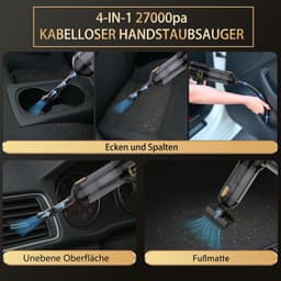 Handstofzuiger draadloos– Auto stofzuiger – Oplaadbare, draagbare - Kruimeldief- Krachtige elektrische stofblazer voor auto, keuken, pc en bank - Zwart — thumbnail 2