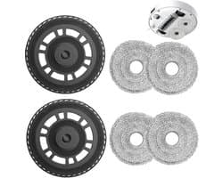 4 stuks dweilpads met 2 reservehouders - accessoires geschikt voor Dreame L10s Ultra - L10s Pro Ultra Heat/ L20 Ultra/ X30 Ultra/ X40 Ultra/ X40 Master/ L40 Ultra robotstofzuigeronderdelen - voor reiniging