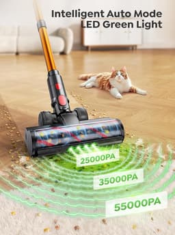 Draadloze Steelstofzuiger - Krachtige Stofzuiger - Huis Reinigen - Automatische Zuigkracht - 65 Min Autonomie - Oranje — thumbnail 4