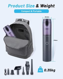 Accu Handstofzuiger - Zwart - 4-in-1 Mini Stofzuiger met HEPA-filter - Voor Auto, Huis en Kantoor — thumbnail 5