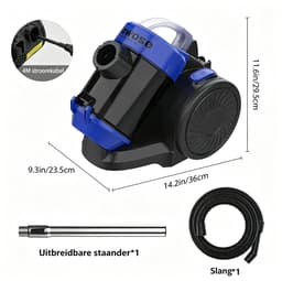 Cyclonische Stofzuiger 1200W met HEPA-filter en Accessoires – Stille Cilindrische Stofzuiger Zonder Stofzak Voor Tapijten, Harde Vloeren en Haren — thumbnail 3