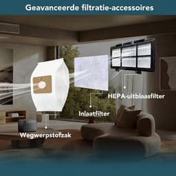 VALI® Stofzuiger Zonder Zak - Compact en Licht - Stofzuiger - Zwart/Grijs - 33cm x 25cm x 42cm — thumbnail 4