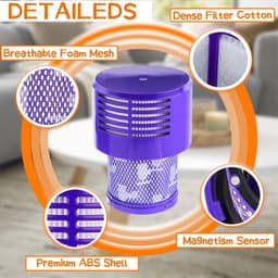 2-pack V10-vervangingsfilters voor Dyson V10 Cyclone-serie - V10 Absolute - V10 Animal - V10 Total Clean - SV12 - vervangt onderdeelnummer 969082-01 - 2 filters en 1 reinigingsborstel. — thumbnail 5