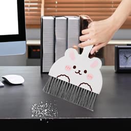 Stoffer en blik set - Handstofblik desktop reiniger - Bureau opruimen - Compact en ruimtebesparend - 18x23x5 cm - Konijn — thumbnail 2