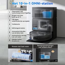 ECOVACS DEEBOT X11 PRO OMNI Robotstofzuiger – 19.500 Pa – PowerBoost snelladen–OZMO roller dweil –ZeroTangle 3.0 anti-haarwikkel –AI vlekdetectie 2.0 – OMNI 2.0 station Zelfreinigend – voor harde vloeren en tapijt-Zwart-1000ml Schoonmaakmiddel — thumbnail 4