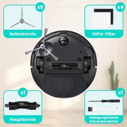 13-delige accessoireset voor Eufy L60 / L60 SES / L60 Hybrid SES robotstofzuiger, reserveonderdelen, accessoires, 1 hoofdborstel, 4 Hepa-filters, 6 zijborstels, 1 reinigingsaccessoires, 1 — thumbnail 5