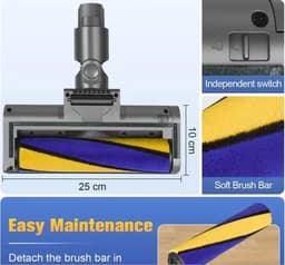 Traumheim® Elektrisch mopopzetstuk voor Dyson Steelstofzuiger - Steelstofzuiger mopkop -met Dyson V7, V8, V10, V11, V15 stofzuiger -elektrische borstel -met directe aandrijving -met laser LED -voor harde vloeren en kortpolig tapijt — thumbnail 2