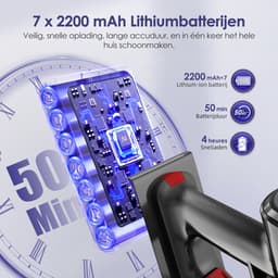 Elekiatech Steelstofzuiger - Steelstofzuiger Draadloos - LED Touchscreen - Batterijduur tot 50 minuten - 1,5L Stofreservoir - Voor Tapijt, Harde Vloeren & Dierenhaar - Paars — thumbnail 3