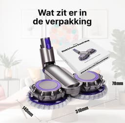 Elektrische Dweil Mop geschikt voor Dyson V7 V8 V11 V10 V15 Slim Steelstofzuiger – Dweilsysteem – Mondstuk - Vloerwisser– Stofzuigeraccessoires – Vloermop — thumbnail 3