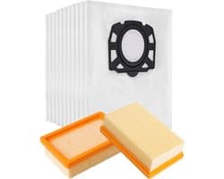GELLDG 10 stuks stofzuigerzakkenset - inclusief 2 vervangingsfilters - Geschikt voor Kärcher WD4 WD5 WD6 WD5P WD6P MV4 MV5 MV6 modellen - De filterset bevat een KFI 4410 filter (2.863-005.0) en een KFI 487 stofzak (2.863-006.0)