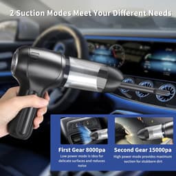 Snoerloze Handstofzuiger 15000Pa - Auto Vacuum Oplaadbaar - Krachtig met Brushless Motor - Draagbaar voor Auto Huisdier & Kantoor — thumbnail 2