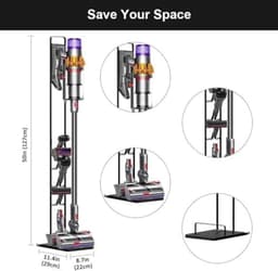 Stabiele Metalen Standaard voor Draadloze Stofzuigers - Compatibel met Dyson Gen5, V15, V12, V11, V10, V8, V7, V6 - Muurmontage Niet Nodig - Inclusief Wieltjes voor Gemakkelijke Verplaatsing — thumbnail 4