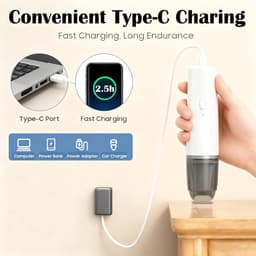 Stofzuiger - Handstofzuiger - Handstofzuiger Oplaadbaar - Draadloze Autostofzuiger - Met Roestvrijstalen Filter - 2 Zuigstanden - Krachtige Mini-Stofzuiger - Voor Thuis, Dierenharen, Kantoor En Toetsenborden — thumbnail 3