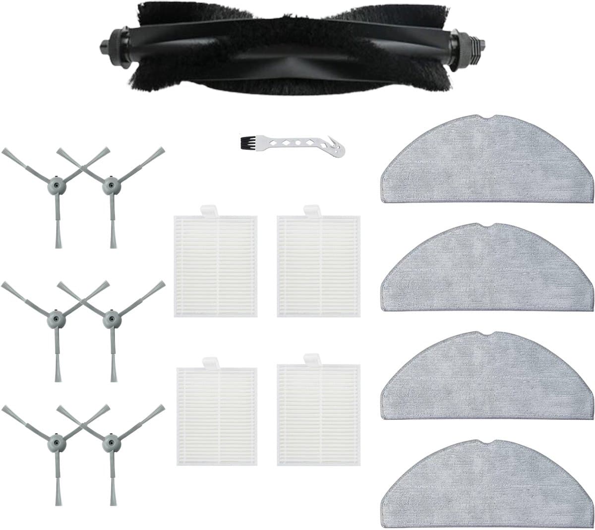 16 stuks robotstofzuiger accessoires - Geschikt voor Eufy G50 Hybrid (SES) - L60 Hybrid (SES) - L60 - L60 SES - L50 - L50 SES - Onderdelen - voor robotstofzuiger - met reinigingsborstel - Vervangingsonderdelen — afbeelding 1