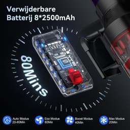 Draagbare Steelstofzuiger - Draadloze Stofzuiger - Huis Schoonmaken - Afneembare Batterij - 600 Watt - Rood — thumbnail 2