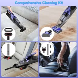 SnelShoppen - Handheld Stofzuiger Draadloos 17000Pa - Mini Oplaadbare Stofzuiger voor Auto, Huis en Camping - Krachtige Zuigkracht, Laag Geluidsniveau — thumbnail 4