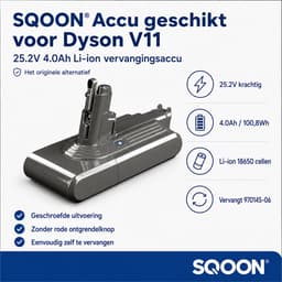 SQOON® Accu geschikt voor Dyson V11 stofzuiger zonder rode knop - 25,2V 4,0Ah - gelijk aan 970145-06 — thumbnail 4