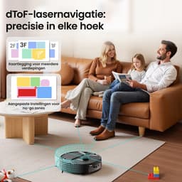 Lefant robotstofzuiger met dweilfunctie –20.000 Pa zuigkracht –Automatisch dweilen –Anti-klitsysteem – Herbruikbare stofbak – Geschikt voor huisdierhaar – Eenvoudig reinigen onder laag meubilair — thumbnail 5
