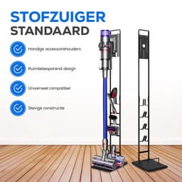 Standaard & Oplaadhouder voor Draadloze Stofzuigers – Compatibel met V15, V11, V12, V10, V8, V7, V6, 5GEN – Met Accessoirehouders, Stabiele Stalen Constructie – Zwart — thumbnail 2