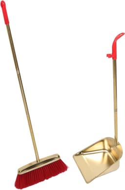 Stoffer en Bezemset - Metaal Combo - Efficiënt Schoonmaken - Ruimtebesparend Ontwerp - 94 x 32 x 6 cm - Goud — thumbnail 1
