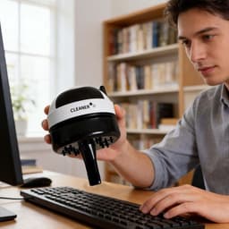 Draagbare USB Oplaadbare Mini Stofzuiger voor Bureau en Toetsenbord — thumbnail 3