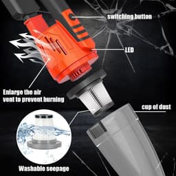 Draagbare Stofzuiger - Kruimelzuiger Draadloos - Auto Interieur Reinigen - Dubbele Zuigkracht - 500 Gram - Rood — thumbnail 4
