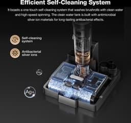 JIMMY PW11 Pro Max 5-in-1 Snoerloze Stofzuiger & Wasmachine, 460W Sterk Vermogen, Dubbele Reiniging, Hete Lucht Sneldroog,LED Scherm, 180° Plat Opleggen Ontwerp, Dubbele Rolborstels, Voor Harde Vloeren, Zilver-Zwarte Kleur — thumbnail 5