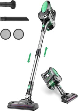 Aurixi® 6-in1 Steelstofzuiger Zonder Zak op Accu - Steelstofzuiger Draadloos Uitschuifbaar - Kruimeldief Snoerloos best Verkocht 25KPA – Veelzijdige Kruimeldief best Verkocht – met Krachtige batterij – Zwart/Groen - 17cm x 8cm x 10cm — thumbnail 1
