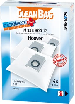 CleanBag stofzuigerzakken 4 stuks - Geschikt voor Hoover Capture Flash Freespace Sprint - H58 H63 H64 - Inclusief 1 filter - Alternatief — thumbnail 1