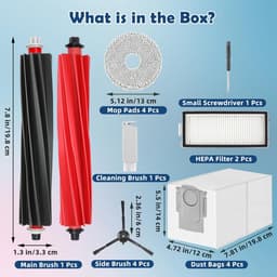 Accessoires gescht voor Roborock Qrevo Master/Qrevo Slim stofzuiger, bevat 2 hoofdborstels, 2 HEPA-filters, 6 stofzakken, 4 reinigingsdoeken, 4 zijborstels, 1 borstel, 1 schroevendraaier,20 stuks — thumbnail 2