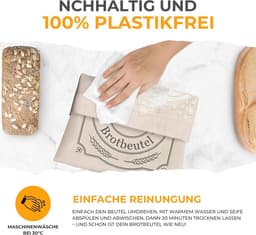 Linnen Broodzak Set van 2 - Herbruikbare Stofzakken voor Brood - 30 x 40 cm - Trekkoord en Ongebleekt — thumbnail 5