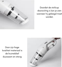 Kruimeldief - Best Verkocht - Handstofzuiger - Kruimeldief Snoerloos - Auto Stofzuiger - Oplaadbaar - Wit — thumbnail 3
