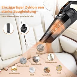 Draadloze Handstofzuiger - Oplaadbare Mini-Stofzuiger voor Thuis en Auto -120 Watt- Nat en Droog - Zakloos met LED-licht - Kleine Handstofzuiger voor Dierenharen - Inclusief Reinigingsaccessoires - Autostofzuiger — thumbnail 1