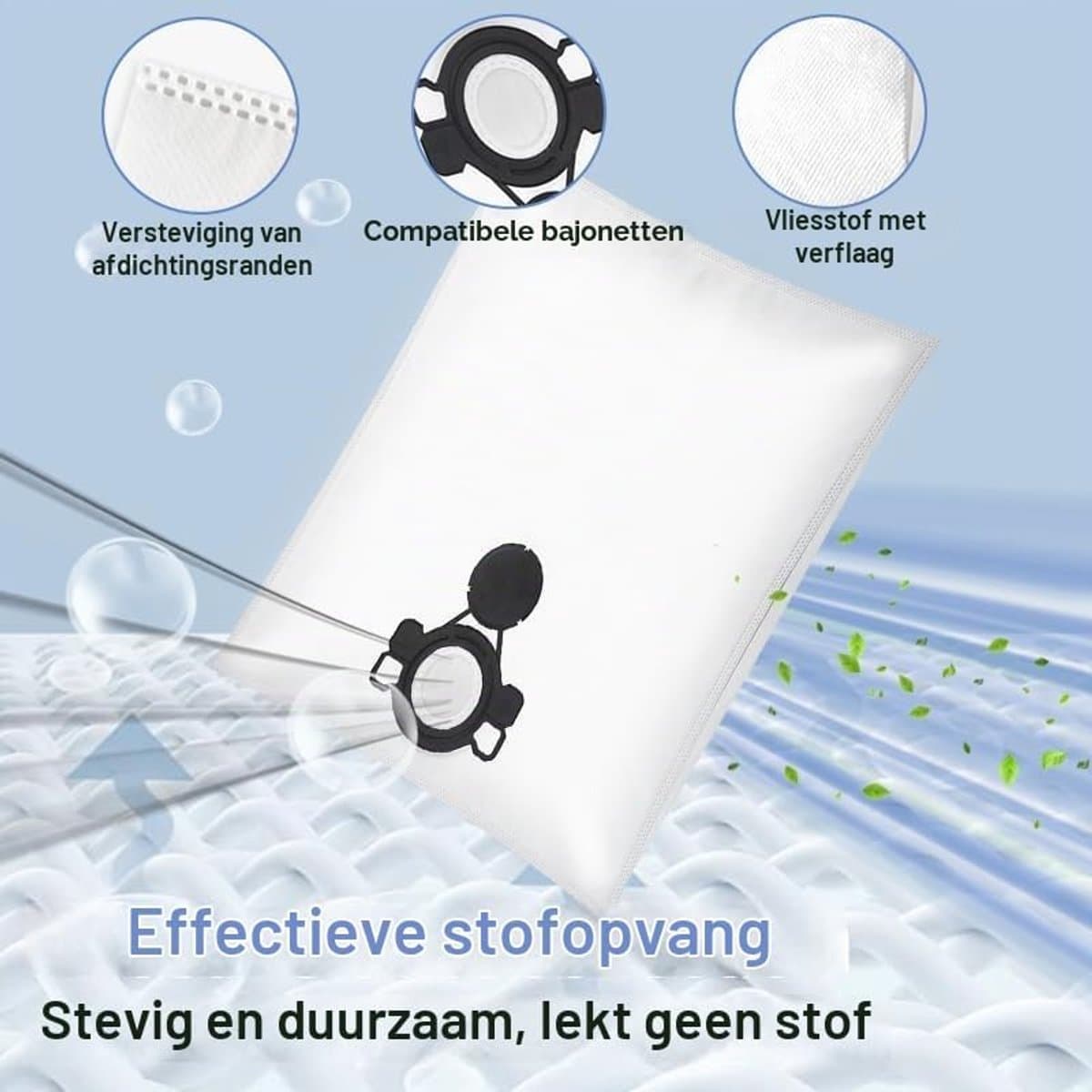 8 x stofzakken compatibel met Nilfisk Alto Aero 20/21 / 25/26 / 31 / VL200 en met Makita VC2010L / VC2511L / VC2512L / VC3011L - reserve zakken type DSM 42 van hoogwaardig vliesmateriaal — afbeelding 1