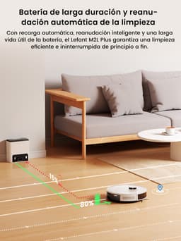 Lefant M2L PLUS robotstofzuiger en dweil met zelfledigingsfunctie – zuigkracht van 6000 Pa – ideaal voor dierenharen – laad- en ledigingsstation – LiDAR-navigatie – 2 extra stofzuigerzakken – bediening via app — thumbnail 4