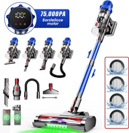 Hiaonyx steelstofzuiger - 9-in-1 steelstofzuiger draadloos - 75000pa - Met dierenborstel - LED Groene Stofdetectielamp - Geschikt voor Tapijten - Harde Vloeren en Dierenharen - 2-liter stofopvangbox - Blauw — thumbnail 2