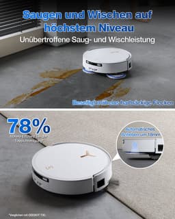 ECOVACS Deebot T50 Max Pro Omni (wit) - Robotstofzuiger met Dweilfunctie - Zuigkracht 18.500 Pa - All in one omni station — thumbnail 4