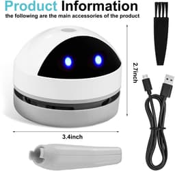 Mini desktop stofzuiger - Kruimelzuiger - Toetsenbord Stofzuiger - Draadloze stofzuiger - Handstofzuiger - Kleine Stofzuiger - USB oplaadbaar - voor bureau, kantoor, auto, kussen en toetsenbord — thumbnail 5
