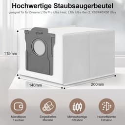 12 stofzuigerzakken, vervangende stofzakken en filterzakken Geschikt voor de Dreame L10s Pro Ultra Heat, L10s Ultra Gen 2, X30/X40/X50 Ultra Complete, X40/X50 Master en Mova E30 Ultra / Z50 Ultra. — thumbnail 3