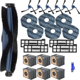 Geschik voor Eufy X10 Pro Omni Robotstofzuiger Vervangende Onderdelen, 24-delige vervangende onderdelen, inclusief 6 stofzakken, 1 hoofdborstel, 4 filters, 6 dweilen, 6 zijborstels, 1 borstel — thumbnail 1